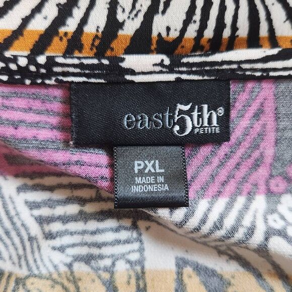 East 5th Colorful Cowl Neck Top Size Petite XL Multi-Color Sleeveless Blouse - Picture 6 of 7